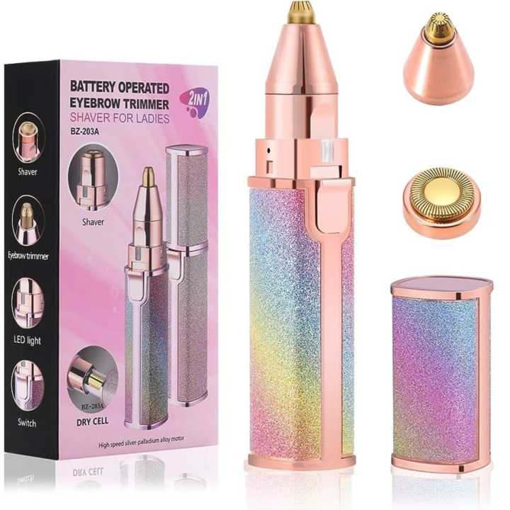 2 In 1 Electric Eyebrow Trimmer Makeup Painless Eye Brow Epilator Mini Shaver Razors Women Portable Facial Body Hair Remover