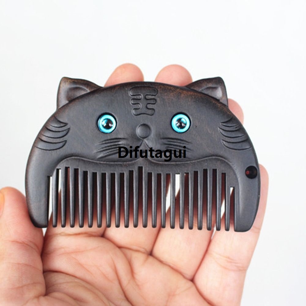 Difutagui Wooden comb fine tooth zodiac chinese scalp hairdressing hairstyle acupuncture point 2025 New animal flow su zodiac ebony carved head massager pocket comb massage comb