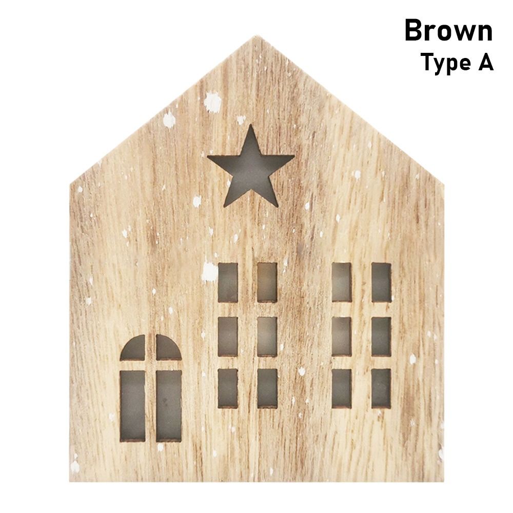 Mini LED Night Lights Christmas Wooden House Nordic Style DIY Christmas Hanging Ornaments Pendant Xmas Tree Ornaments