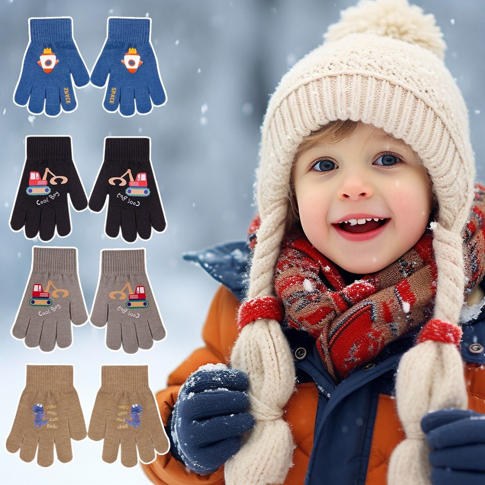 1Pair New 7-9 Years Children's Gloves Coldproof Windproof Hand Gloves Cartoon Cartoon Gloves Autumn Winter
