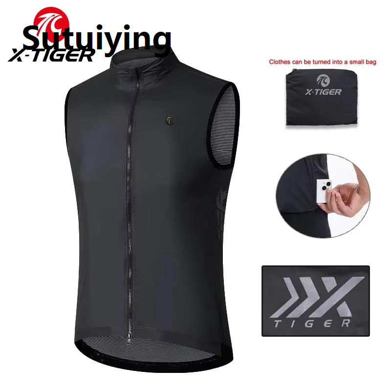 Sutuiying Hot Selling Special Offer X-TIGER Cycling Jacket Lightweight Windproof Vest Reflective Sun Protection Sleeveless Jacket Hiking Cycling Jersey Clothing