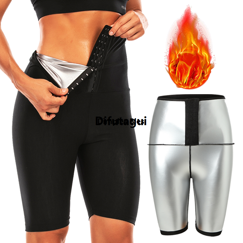 Difutagui Women Sauna Suit Pants Shaper Hot Sweat Sauna Effect Slimming Pants Portable Fitness Short Shapewear Workout Gym Leggings Fitness Shorts