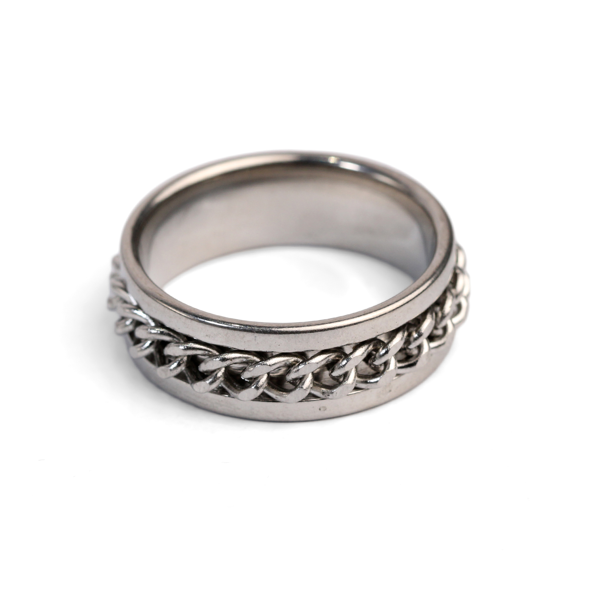 Silver Color Rotable Spinner Chain Stainless Steel Ring For Men