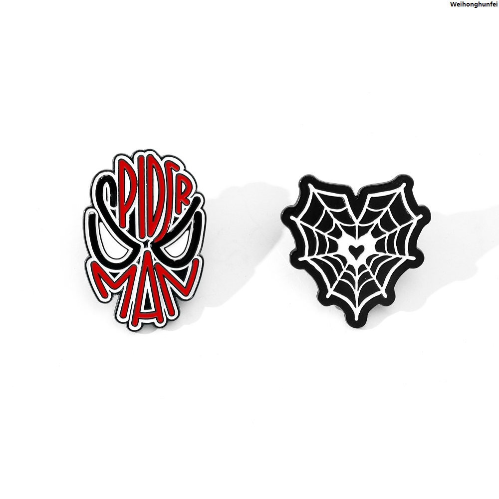 WeihonghunfeiSales promotion 2 Pcs Anime Halloween Amazing Fantasy Brooch Thriller Spider Man Enamel Pin Metal Badge Jewelry Backpack Clothing Accessories Fe