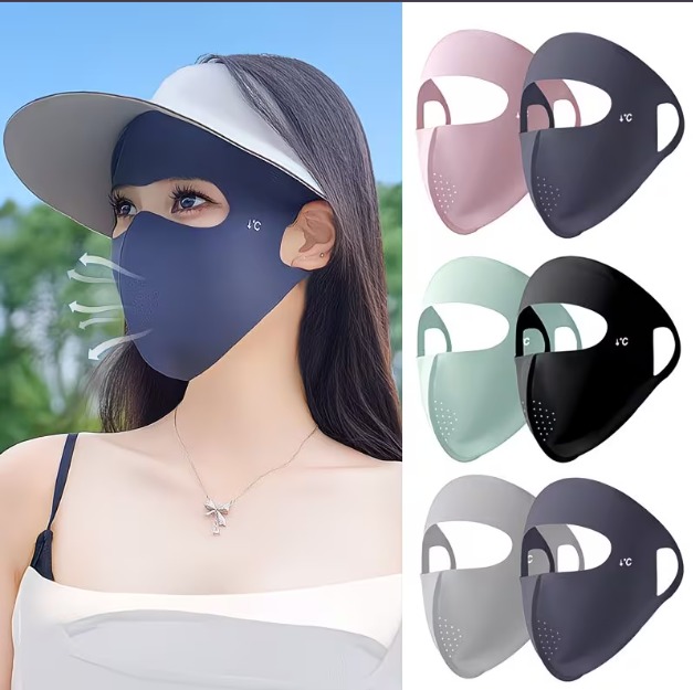 Ultra-Thin Ice Silk Summer Full Face Mask - UV Protection & Breathable Sun Shield for Outdoor Riding 1piece