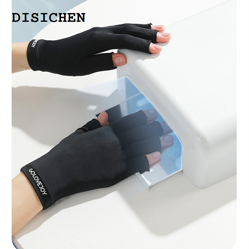 DISICHEN 2025 New half finger salon gel manicures nails salon uv protection glove shield anti uv protect nail gloves for lamps