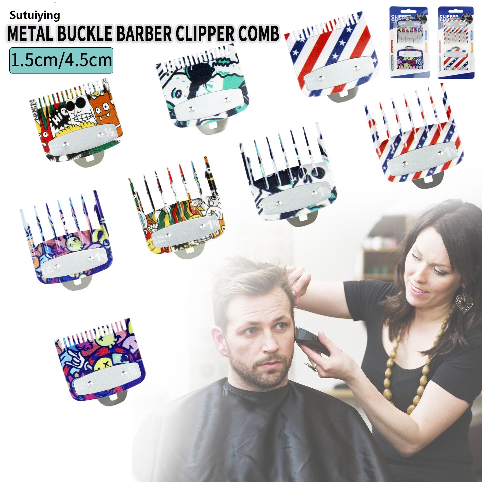 Sutuiying NEW 2PCS Barber Clipper Limit Combs Professional Hair Cutting Guide Hot Selling Comb Universal Hair Clipper Guards Attachment Salon Tools