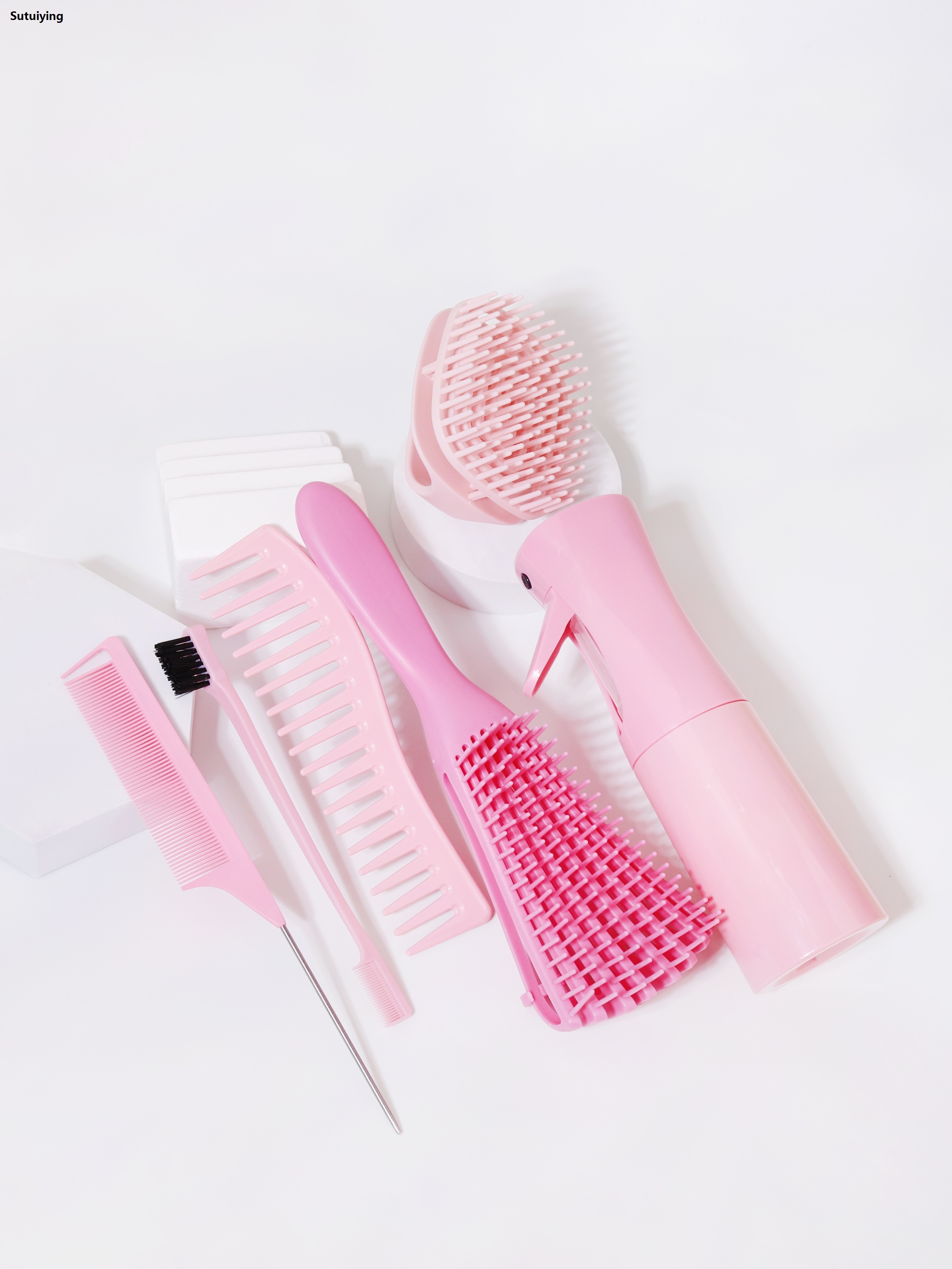 Sutuiying 6pcs modeling tool, dry and wet, side hair comb, wide tooth Bargain price comb, mouse tail comb, spray bottle, household salon