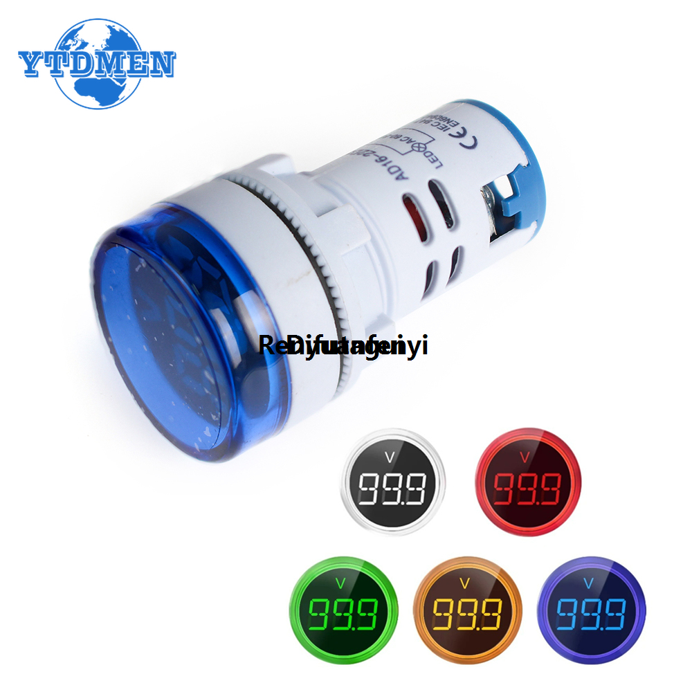 Difutagui 1PCS Digital Voltmeter 22mm Round AC 60-500V Volt Mini Voltage Hot Selling New style Tester Meter Monitor Power LED Indicator Pilot Lamp