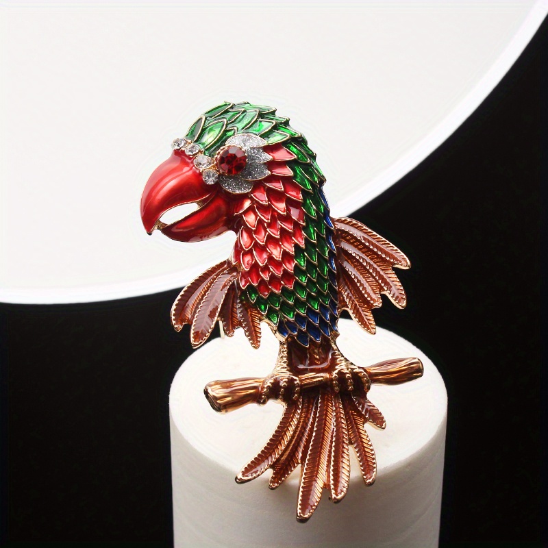 Retro Design Sense Enamel Painted Dripping Oil Cute Parrot Bird Brooch