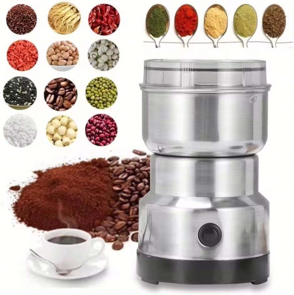 Electric Coffee & Spice Grinder - Multifunctional Mini Grinding Machine for Beans, Herbs, Nuts & Grains, Household Food Processor Smash Mill
