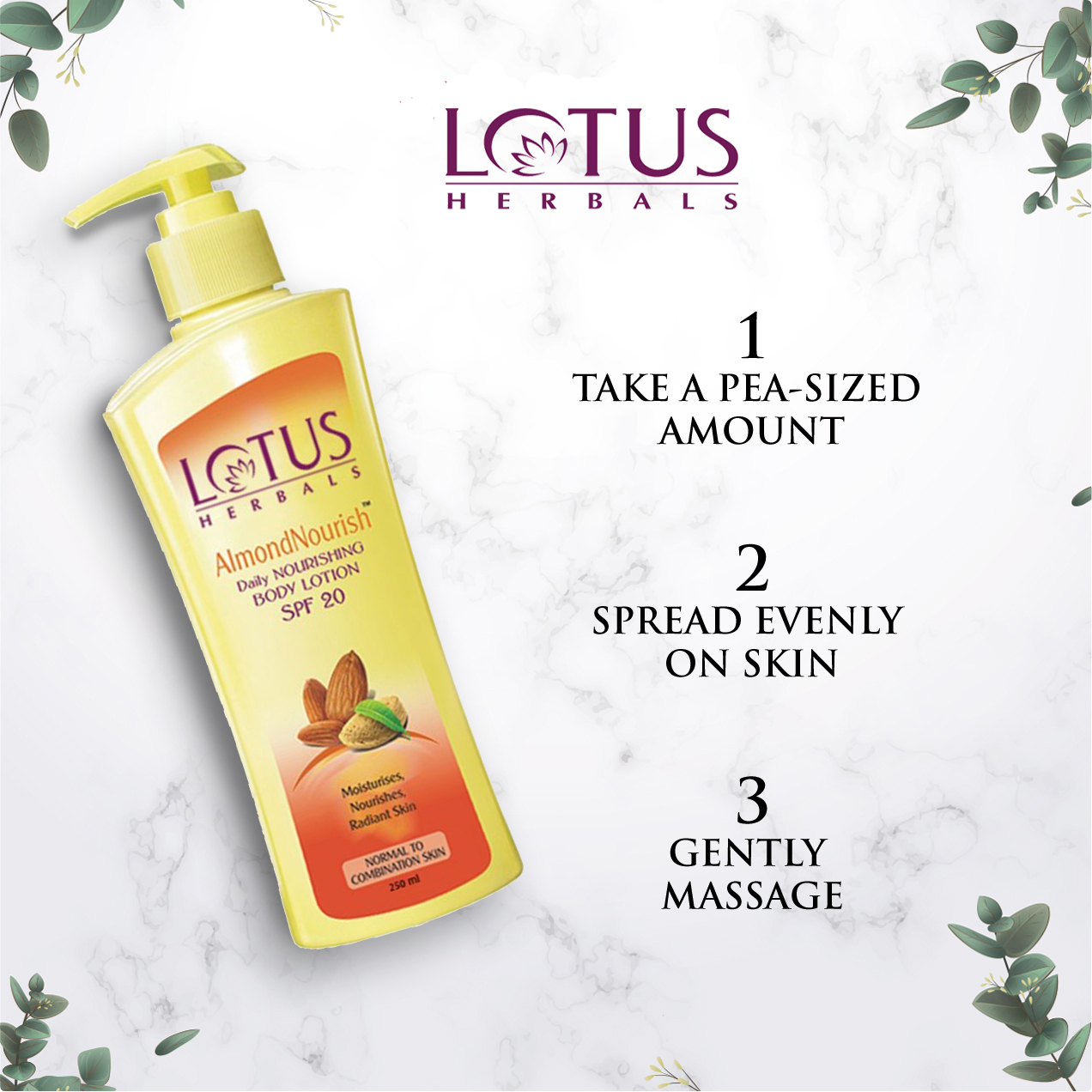 L0TUS HERBALS AlmondC Nurish Daily Nourishing SPF-20 Body Lotion (250ml)