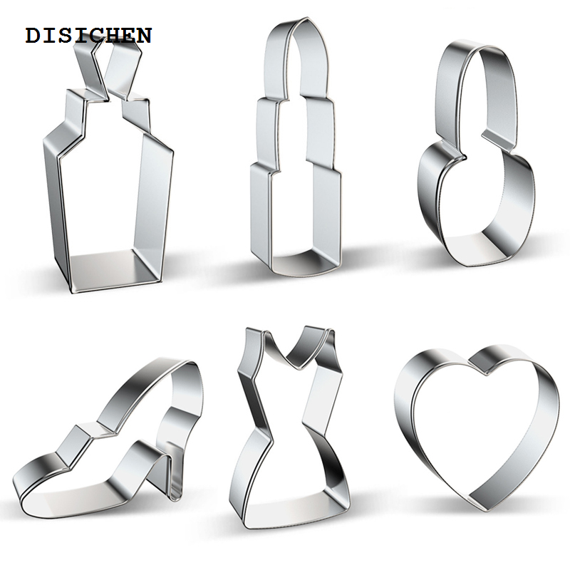 DISICHEN Luxury Stainless Steel Makeup Tools Biscuit Mould Lipstick Perfume Shape Fondant Cake Mold 3D Pastry Cookie Cutters Cake Tools