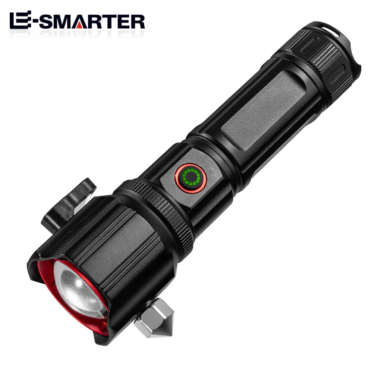 2025 New Super Bright Lasers Flashlight Zoomable Torch with Window Hammer Outdoor Emergency Waterproof 5 Lighting Mode Camping Flashlight