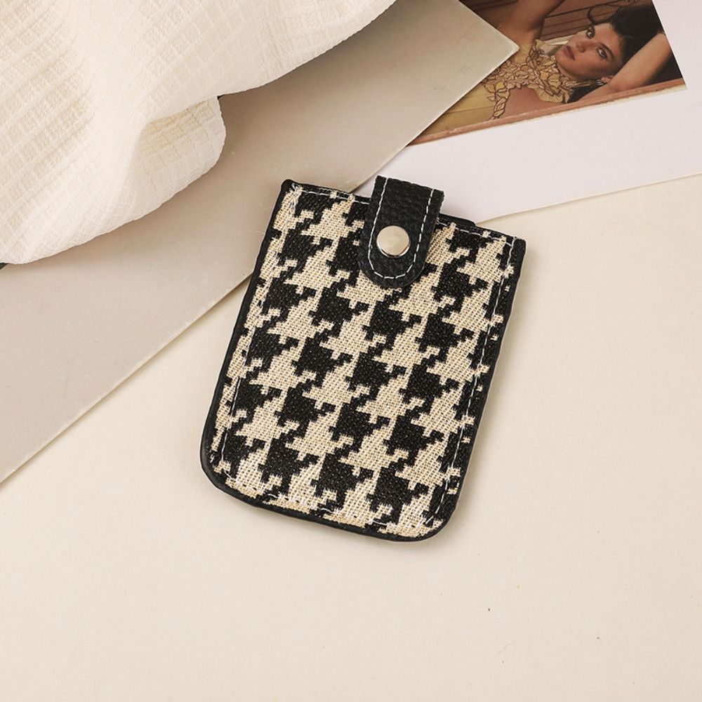 Mini PU Houndstooth Card Bag Pull-out Type Card Pocket Card Holders Clutch Clutch Bag Short Wallet Women