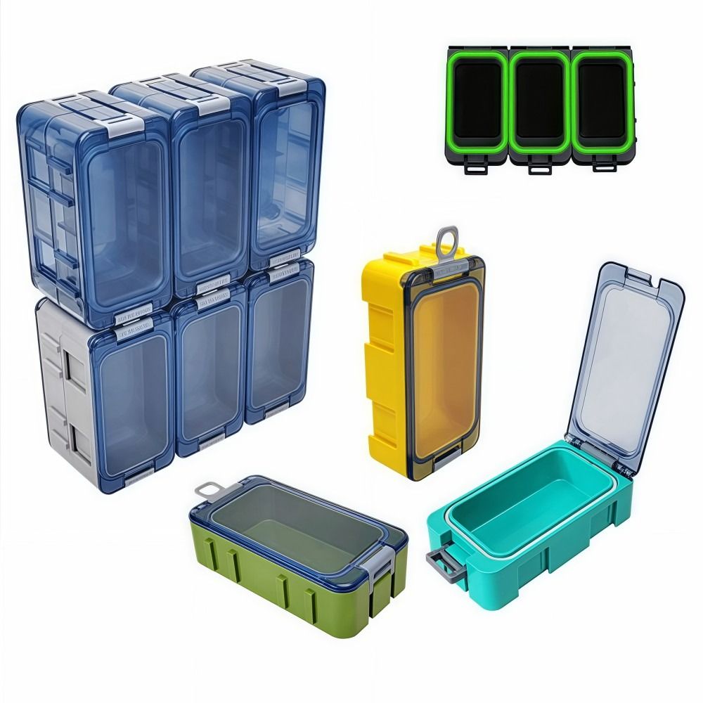 3pcs Portable Luminous Mini Fishing Accessory Boxes Rectangular Detachable Fish Hook Bait Organizer Plastic DIY Assembly Sea Fishing Tackle Box Fishing Gear Storage