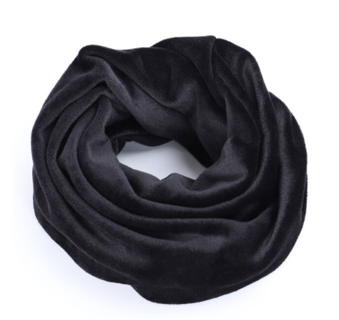 Black New Fashion Winter Solid Color Velvet Fabric Ring Scarves Vintage Neck Warmer/Headgear