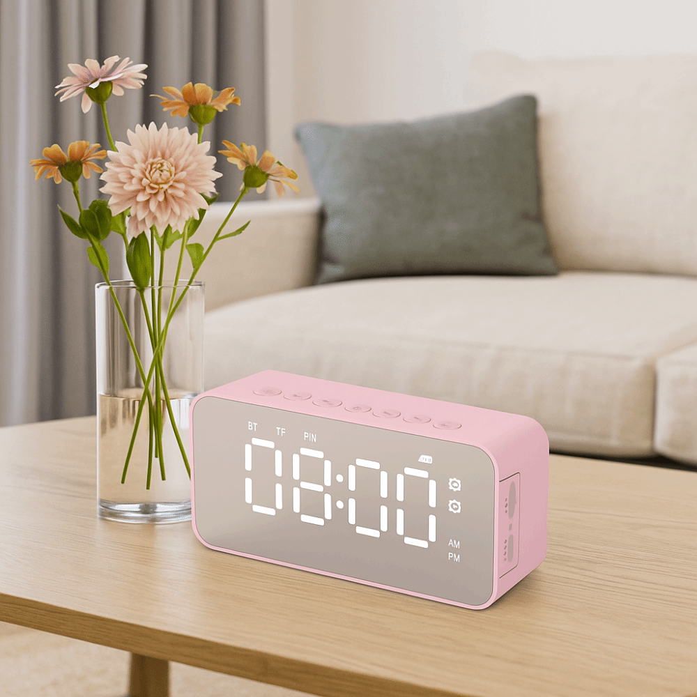 Multifunctional Digital Display Bluetooth Speaker Stereo Sound Mini Alarm Clock Portable FM Radio Home