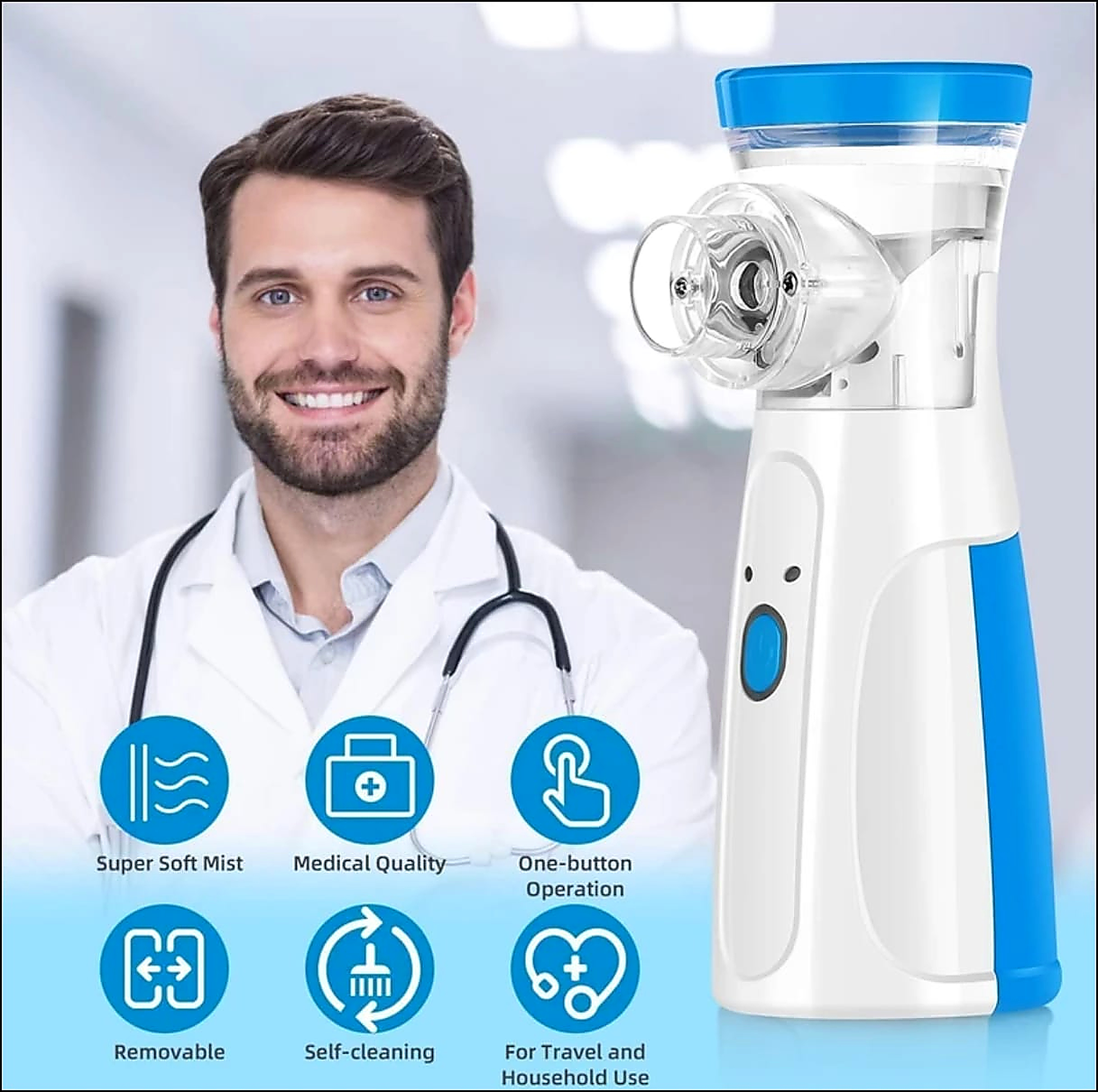 Smart Portable Nebulizer - Silent Mesh Technology for Smooth Mist Delivery ( Battery Not Included )