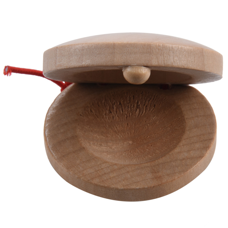 2 Pair of Wooden Flamenco Musical Instrument Castanets of Wood Color Percussion Instrument