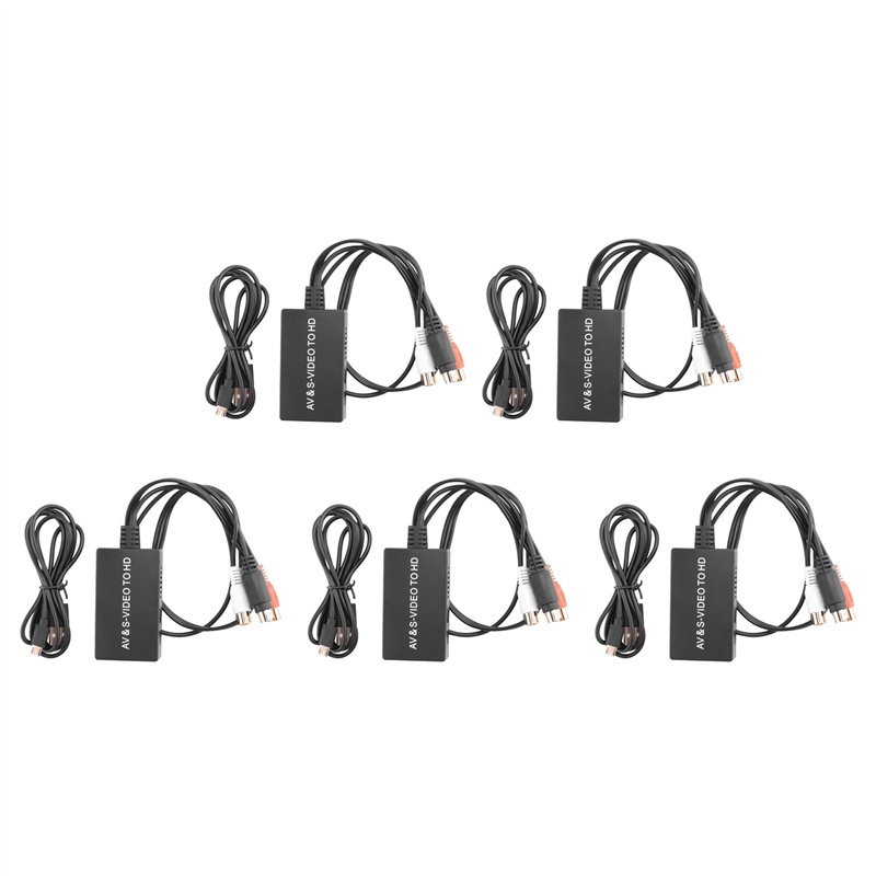 5X SVideo to Converter S-Video and 3RCA CVBS Composite to Audio Video Converter Support 1080P 720P