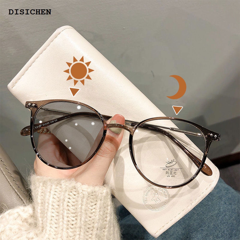 DISICHEN Bargain price Color Changing Anti Blue Light Glasses Fashion Circular Glasses Frame UV Protection Outdoor Beach Sunglasses For Men Women