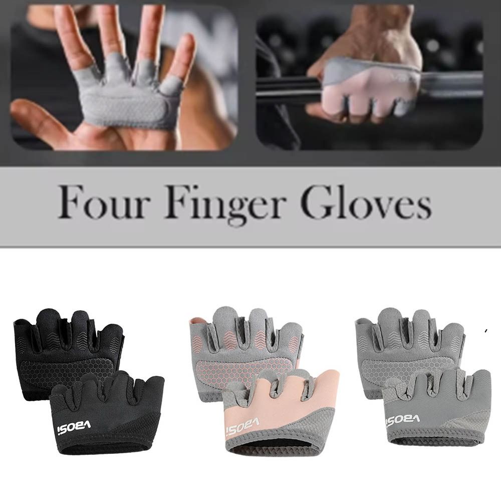 1Pair Training Equipment Anti-Slip Gym Half Finger Gloves Breathable Four Finger Weight Lifting Grips Anti-callus Lightweight Anti-Slip Workout Gloves Workout