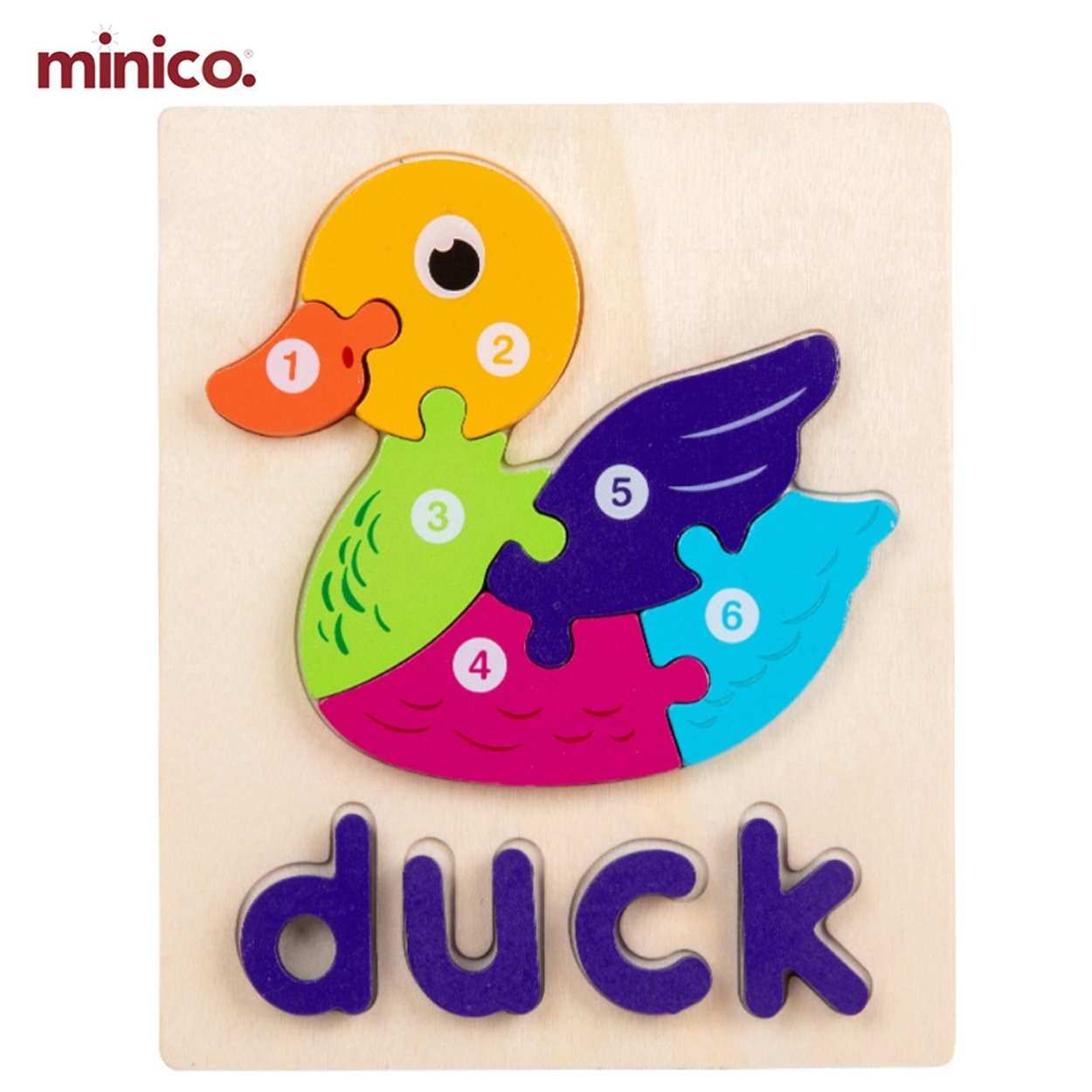 Cute Baby - Wooden Bus 3D Puzzle for Kids - Montessori Educational Jigsaw Toy - Number & Alphabet Learning - Preschool Animal Puzzle Board (15cm x 18cm)
