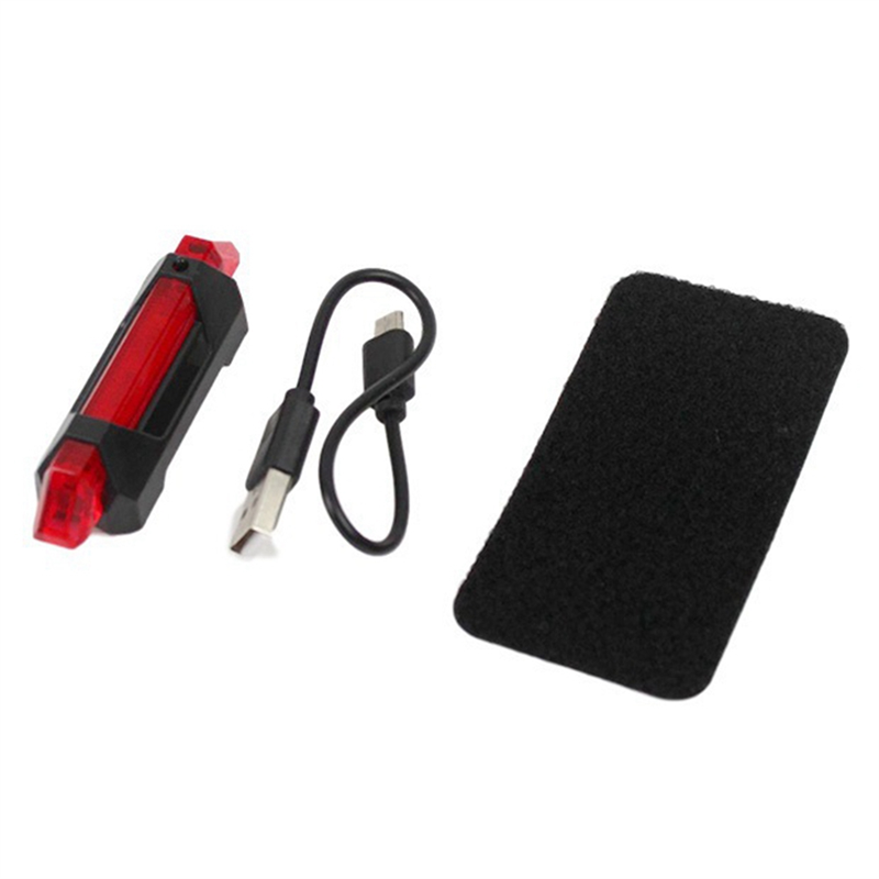 Helmet Bicycle Signal Light Waterproof Rear Tail Light Cycling Portable Detachable Light LED USB Style Rechargeable, A-Red