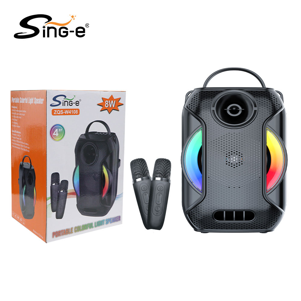 Sing-E ZQS-W4110 Portable Bluetooth Speaker | Rechargeable Wireless Party Speaker with Powerful Bass | USB/TF Card, FM Radio & LED Light Support