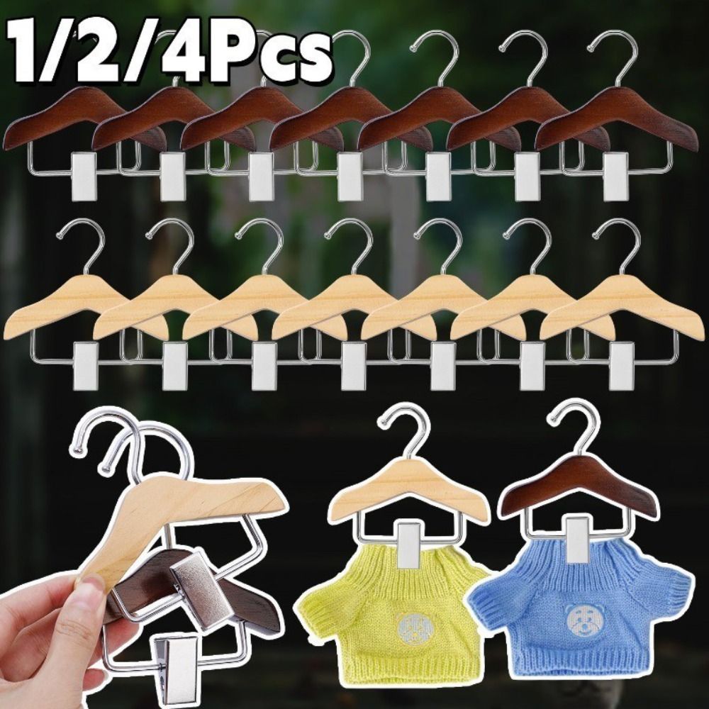 Portable Solid Wood Kids Hanger with Clip Anti Slip Mini Hanger Coat Hanging Rack