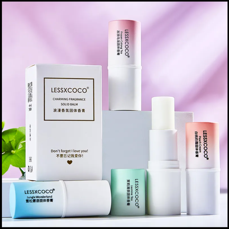 LESSXCOCO Solid Perfume Pocket Stick Organic OEM Natural Body Crystal Soild Perfume Cream Kit for Girls