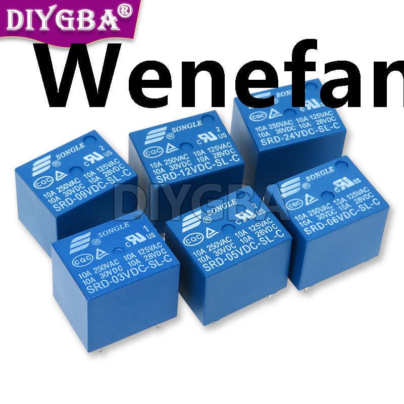 Wenefang 5PCS High-Quality Relay SLA-05 09 24 12VDC-SL-A 4PIN 5Pin 5V New 9V 24V 12V SLA-05VDC-SL-A SLA-09VDC-SL-A SLA-12VDC-SL-A