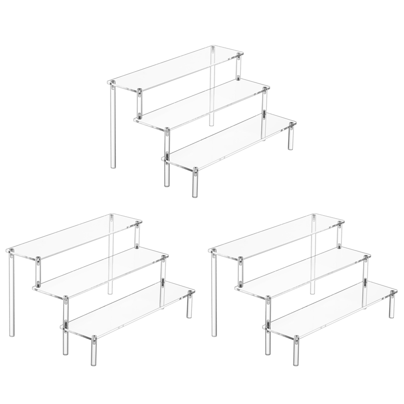 OUMERY 3X Acrylic Display Risers, Perfume Stand Organizer, Clear Acrylic Shelf Risers for Stands for Food, Tabletop Use