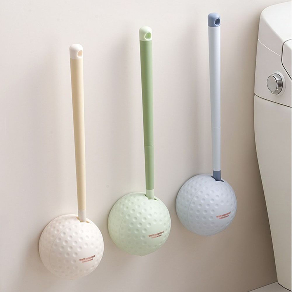 Modern Double-sided Wall-Mounted Toilet Brush Long Handle Soft Hair Golf Toilet Plunger Bowl Brush Detachable Lightweight Toilet Cleaning Brush Set Bath Accessories