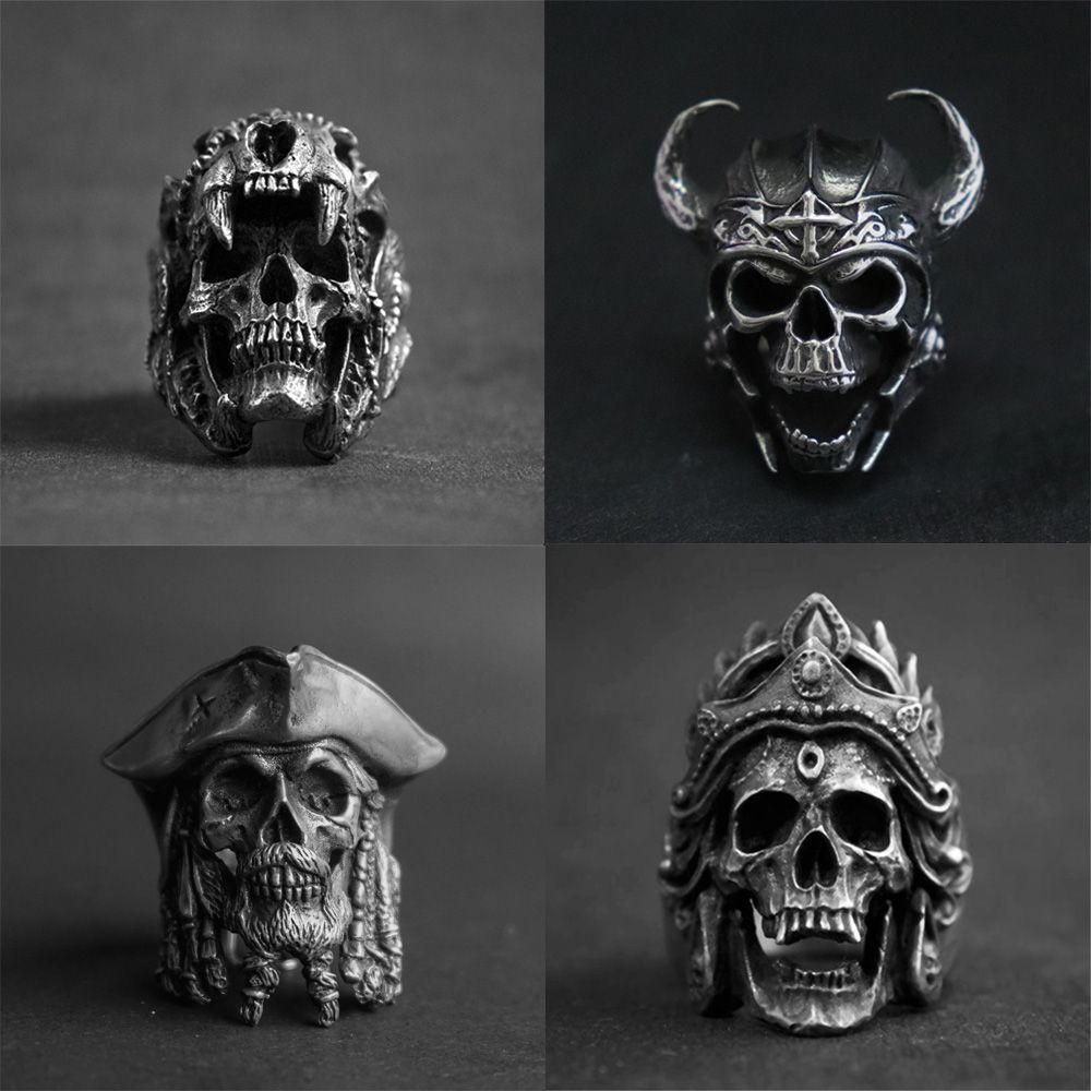 Stainless Steel Biker Indian Punk Vintage Rings Gothic Skull
