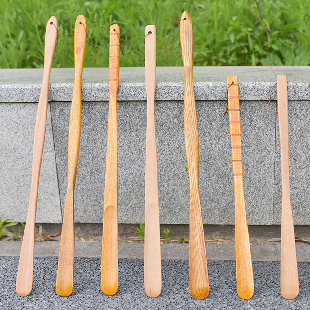 Spoon-shaped Shoe Smooth 32/38/55cm Useful Long handle shoehorn Wooden shoe for Home tools Supplies Shoe lifter Shoe accessories Elderly-friendly
