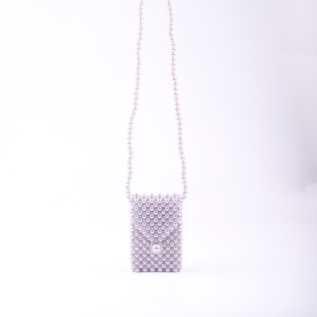 Internet Hot Dyed Gray Triangle Buckle Mini Lipstick Pack Small and Lightweight Hand-Woven Crossbody Bag