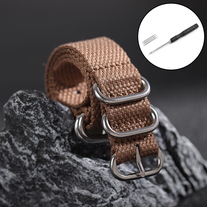 New specials 20/22mm Men Women Ribbed Nylon Watchband Premium Flax Weave Strap Universal Fabric Woven Wristband Soft Military Sport Bracelets