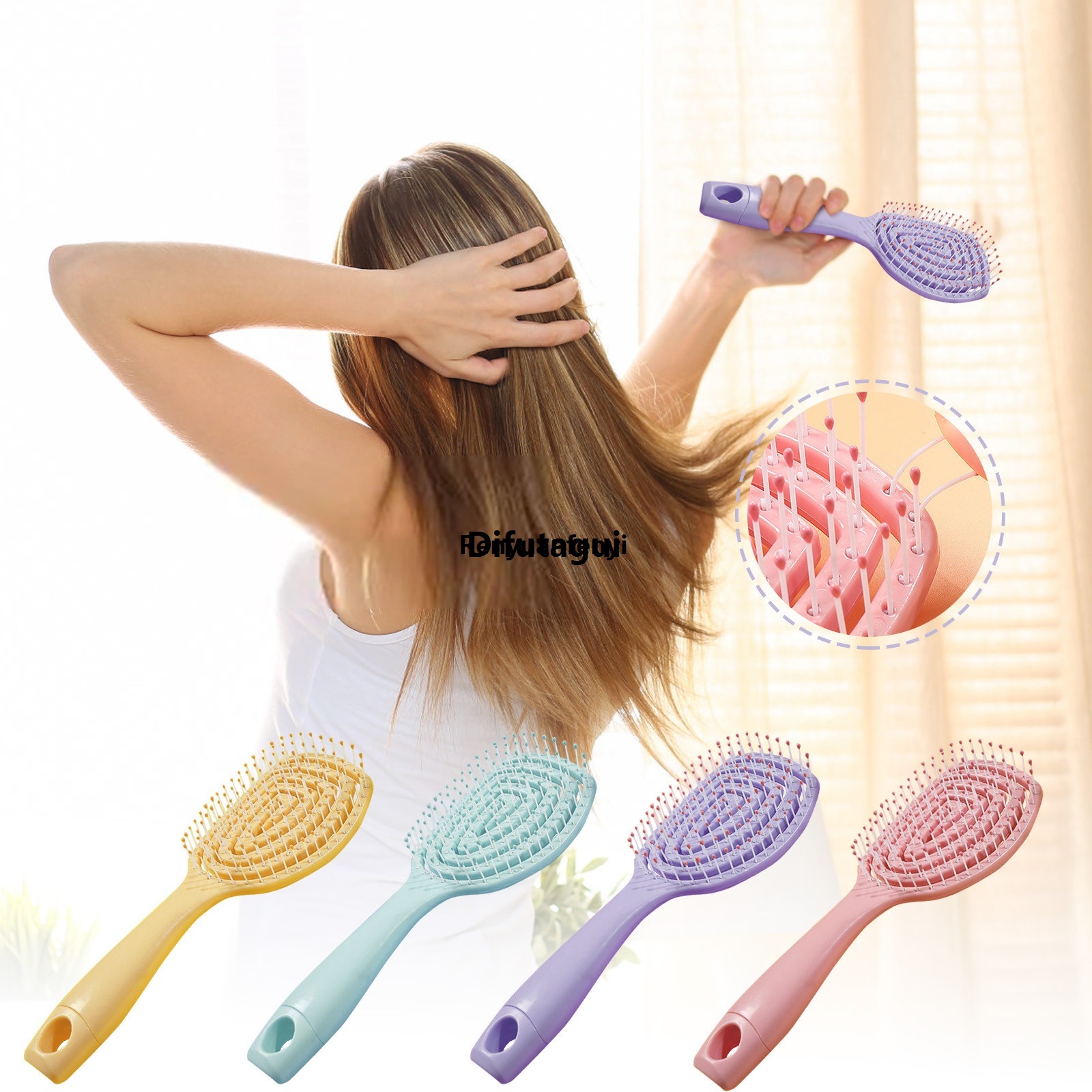 Difutagui Arc-shaped Comb Fluffy Big Curved Comb Nylon Tooth Hollow Bargain Luxury price Stereotyped Hairdressing Comb Massage Styling Hair Brush