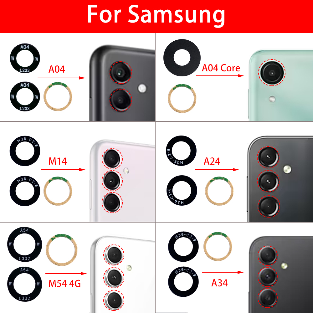 New models on sale Rear Back Camera Lens Glass For Samsung A04 Core A04 A04E A04S A14 A24 A34 A54 5G M14 M54 With Adhesive Camera Lens