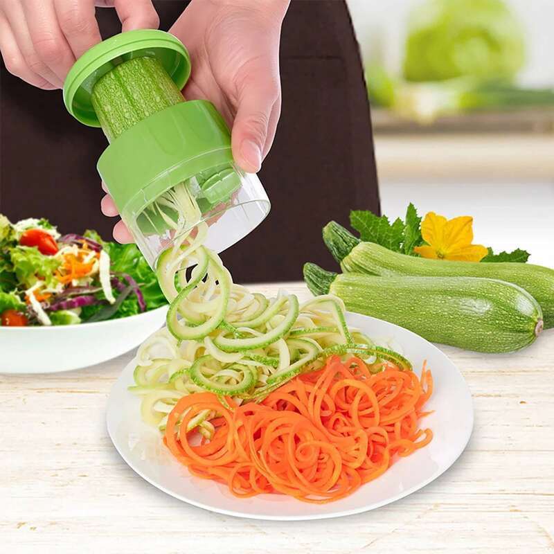 Handheld Spiralizer Vegetable Fruit Slicer Adjustable Spiral Cutter Salad Tools Rotary Grater Kitchen Items