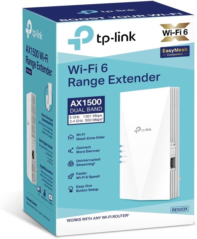TP-Link RE500X WiFi 6 Range Extender | AX1500Mbps