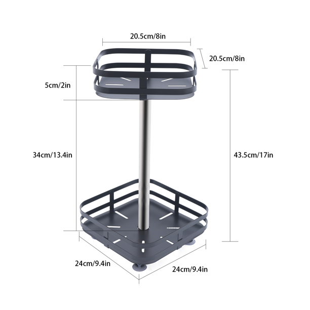 2 Layer Detachable Kitchen Spice Storage Racks 360 degree Rotating
