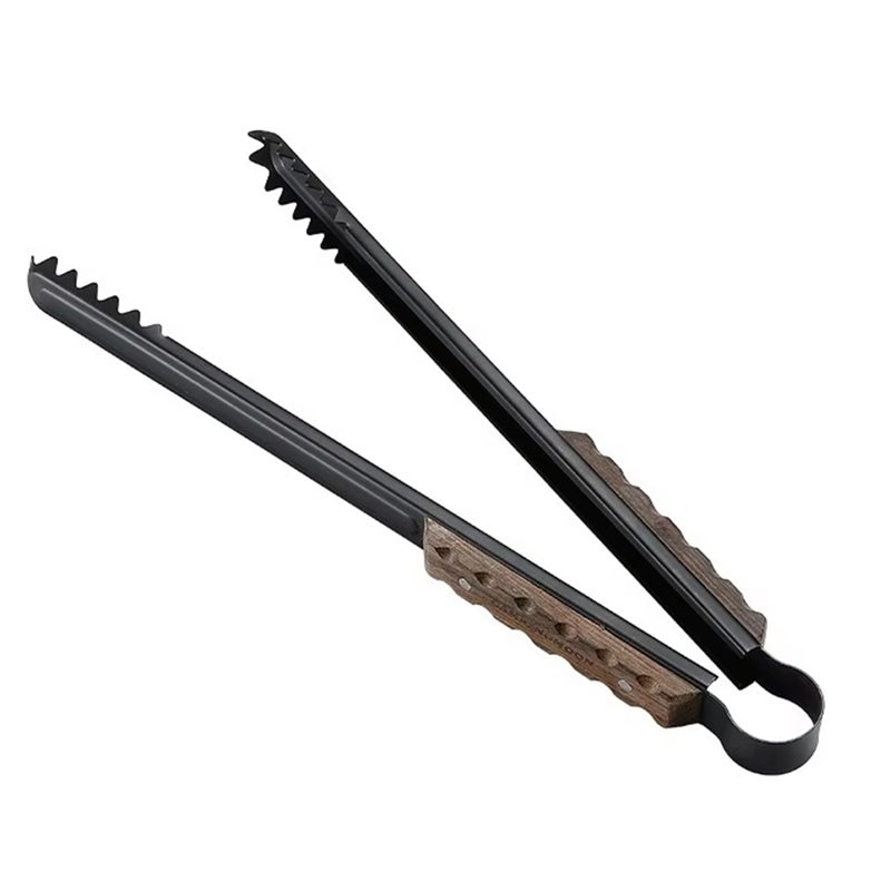 Multi-Functional BBQ Accessories, Thickened Stainless Steel Carbon Clip with Insulated Solid Wood Handle