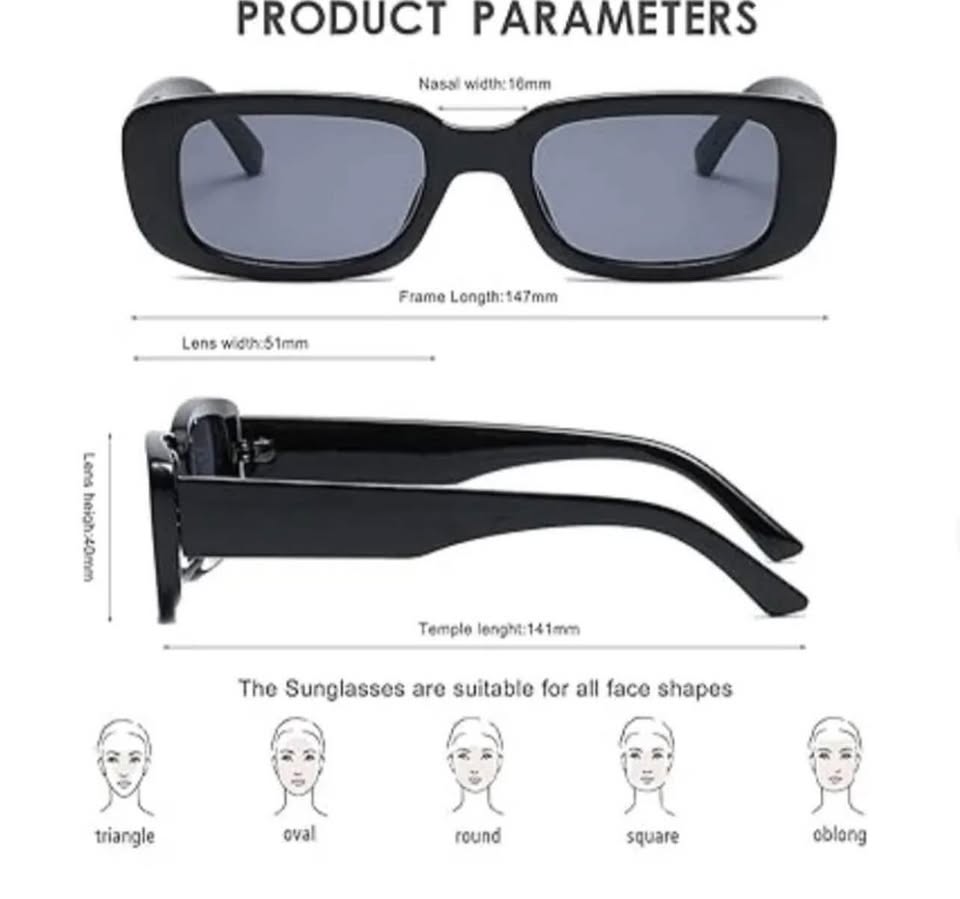 Black Retro Design Rectangular Sunglasses | Casual Sunglasses For Men and Women | Fashion Accessor