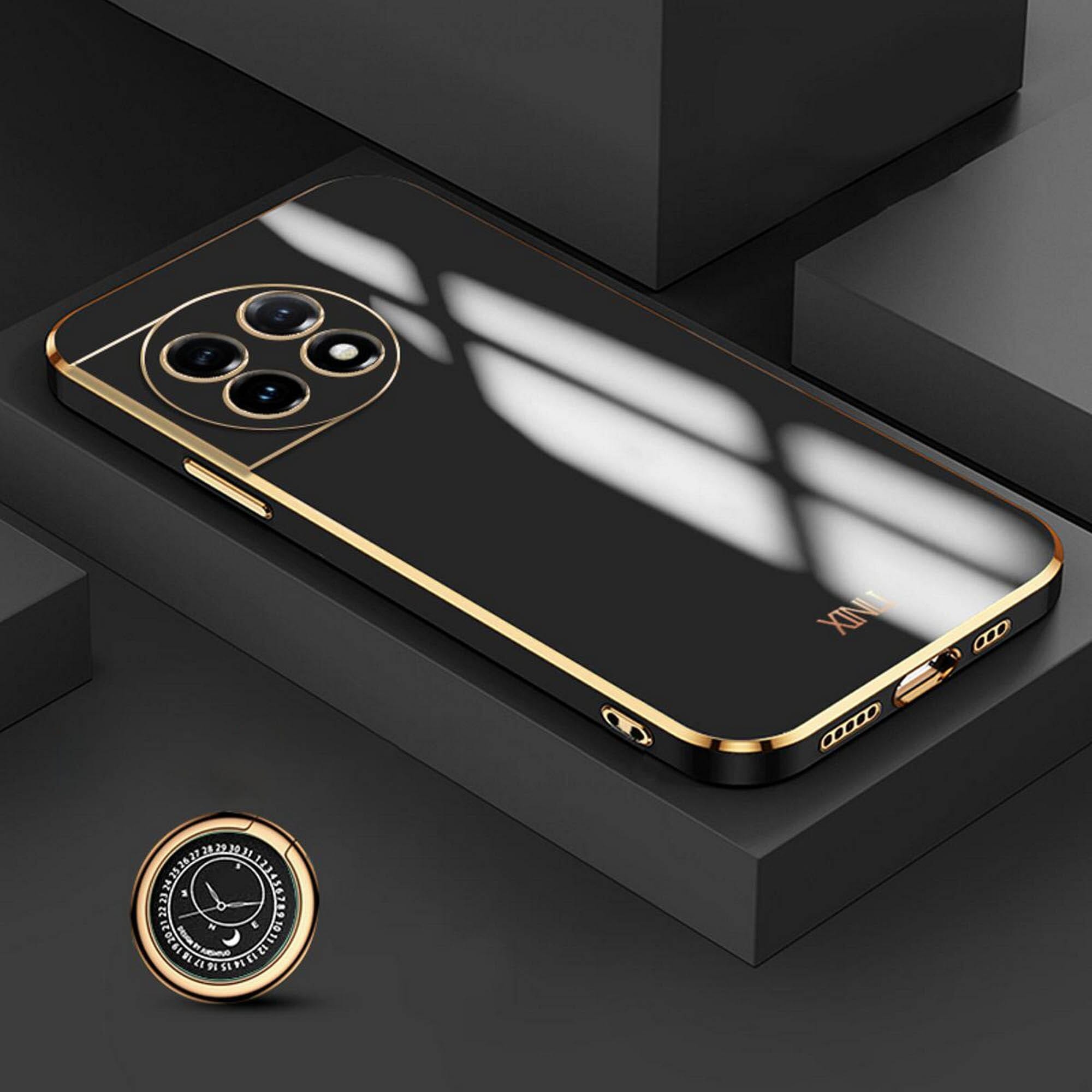 Biruiqu for OnePlus 11 Back Cover Luxury 6D Plating Frame Shiny Bling Phone Pounch Soft Silicone Square Phone Case