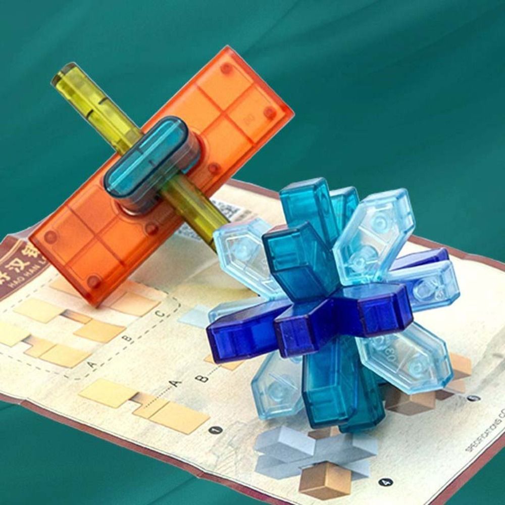 Interactive Games Transparent IQ Brain Teaser Puzzles Unlock Toy Brain Teaser Kong Ming Lock Luban Lock IQ LuBan Lock Children and Adults