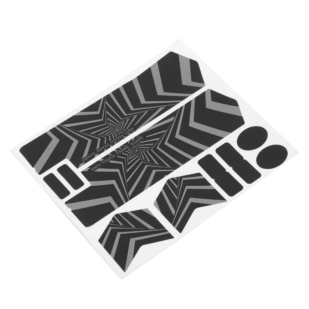 Durable Five-Star Pattern Mountain Bike Sticker 21.3 x 18CM Black Bicycle Reflective Stickers Lightweight Bike Frame Protection Tape for Night Riders