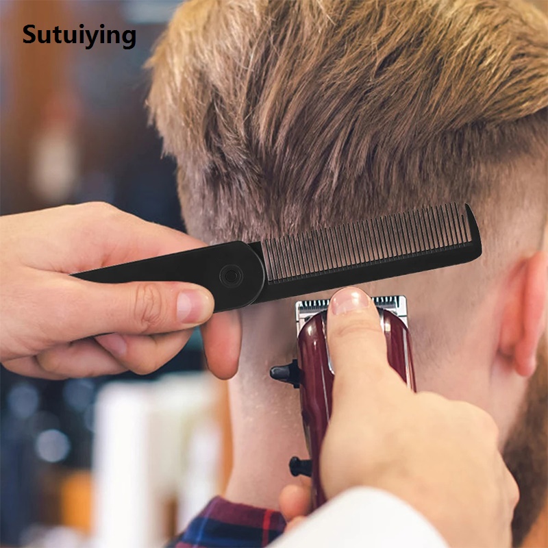 Sutuiying 3 In 1 Folding Comb Plastic Wide Tooth Oil Comb Beard Comb Portable Multifunctional Lightweight Haircutting Comb Styling Tool